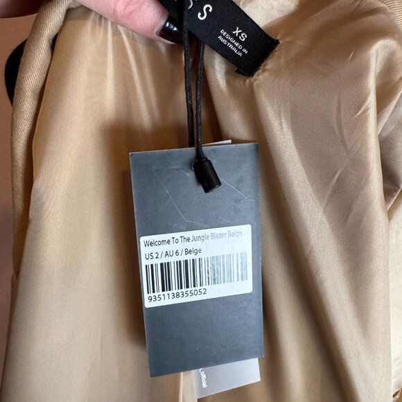 NWT Lioness Welcome to the Jungle Oversized Beige Blazer XS - Picture 5 of 7